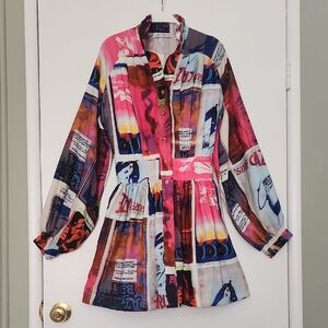 Colorful Graphic Button-Up Shirt